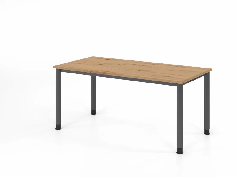 Schreibtisch höheneinstellbar 160x80 Asteiche, Gesamtansicht