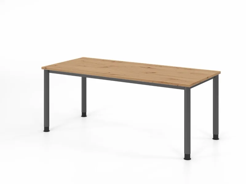 Schreibtisch höheneinstellbar 180x80 Asteiche, Gesamtansicht