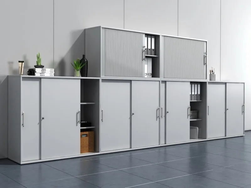 Schiebetürenschrank 120 cm Lichtgrau, Ansicht 3