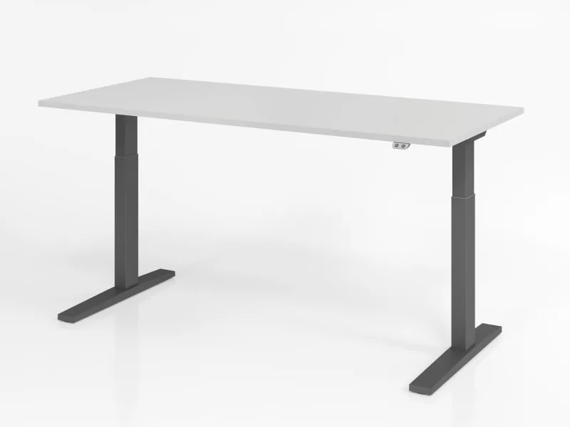 Hammerbacher Steh-Sitz 180x80 Lichtgrau, Gesamtansicht