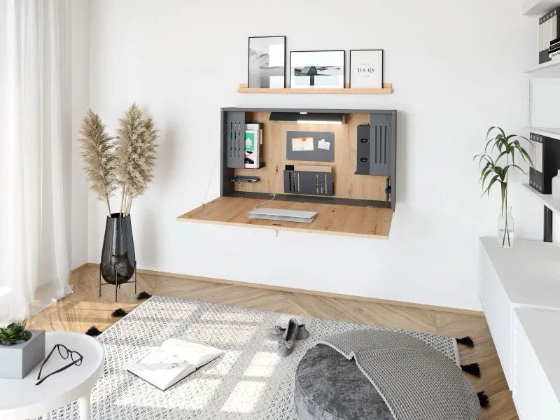 Wandschreibtisch klappbar 120 cm Graphit, Ansicht 3