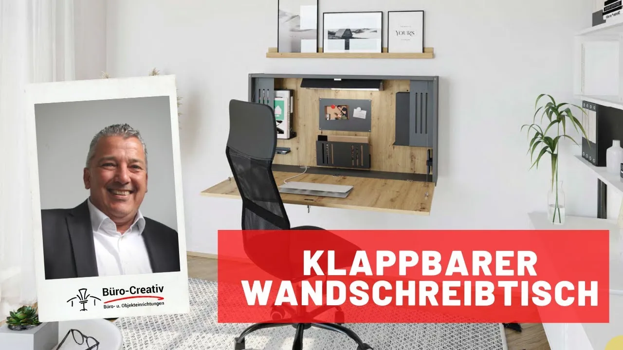 Videovorschau zu Wandschreibtisch klappbar 120 cm Graphit